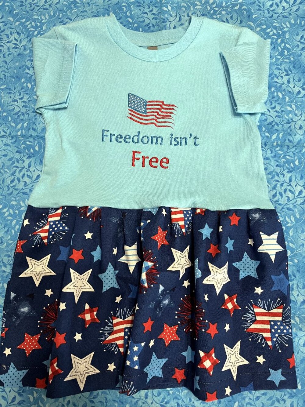 Freedom isn't Free T-shirt Dress Size: 3 Toddler Lt Blue with Red White Blue